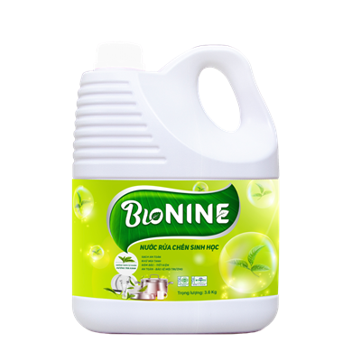 Nước rửa chén BIO NINE 3.6KG - Hương Trà Xanh (4 chai/ thùng)